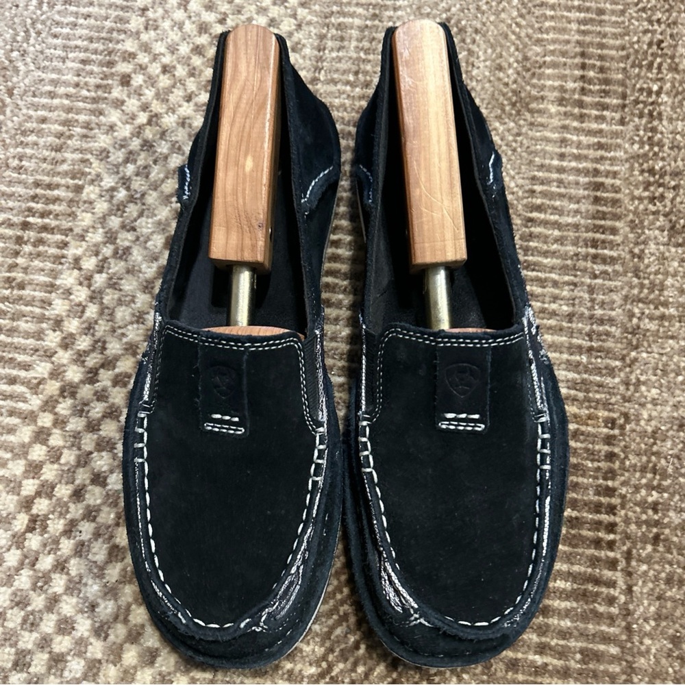 ARIAT Cruiser Shoes Black White Leather Slip On Loafer/Moccasin Womens 10 B - Picture 2 of 5